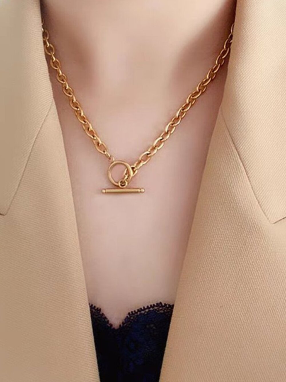 3/$35 NEW 18K Gold Plated Stainless Steel Toggle Clasp Chain Necklace